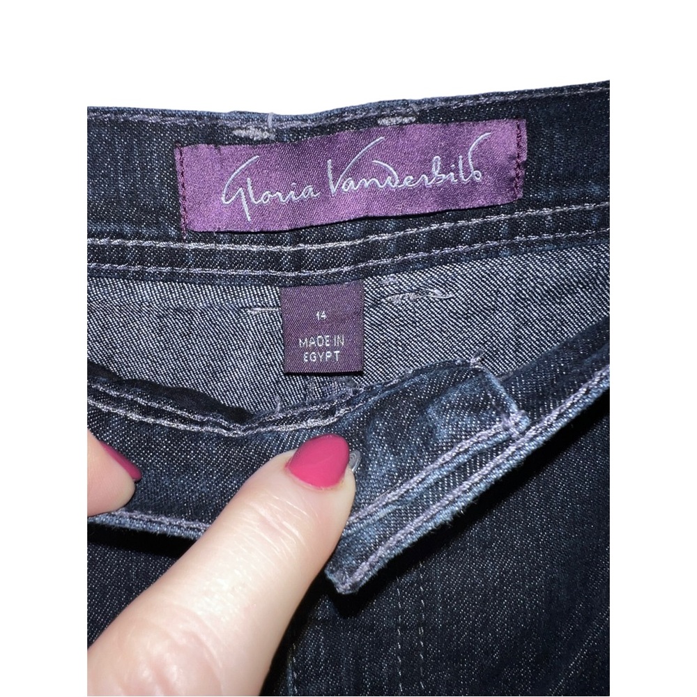 Gloria Vanderbilt Women’s Jeans Sz 14 Dark Blue Wash Amanda Style Stitch Pockets - Picture 4 of 4